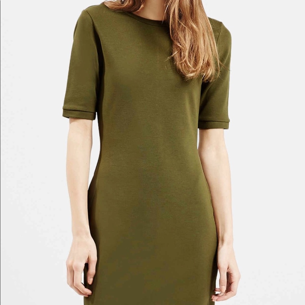Topshop olive green bodycon dress